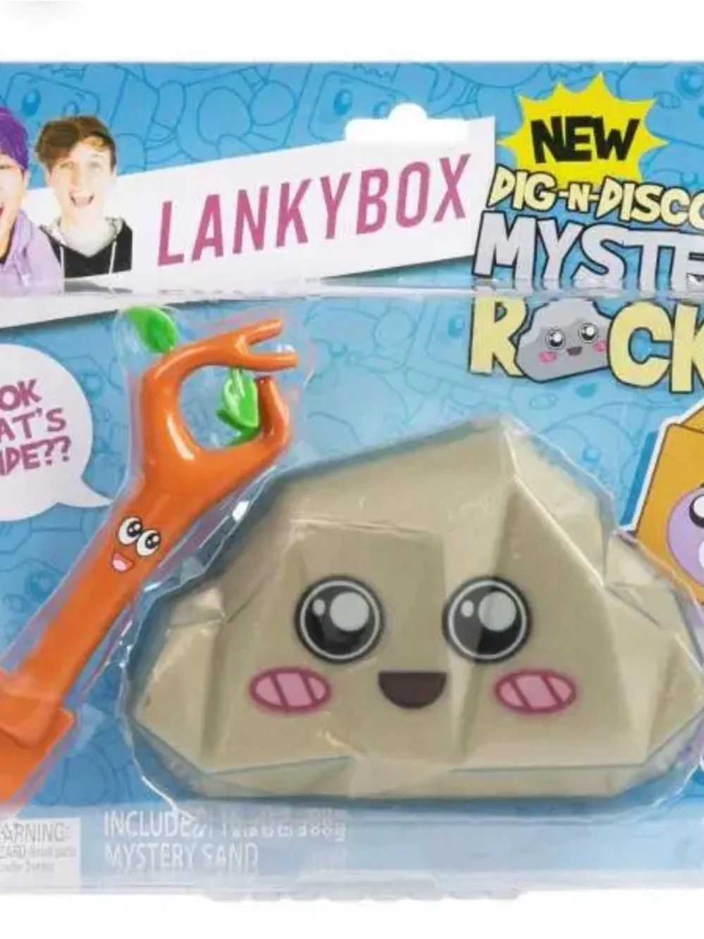 Lankybox Beige Mystery Rock Toy with Orange digging Tool